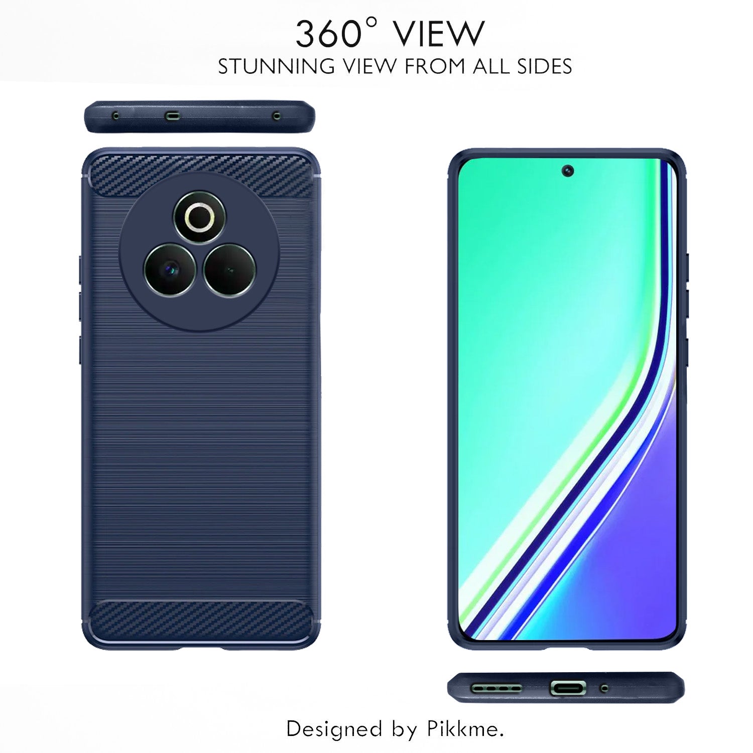 Pikkme Realme 14 Pro Plus 5G / Realme P3 Pro 5G  Hybrid Carbon Fiber Back Cover (Blue)