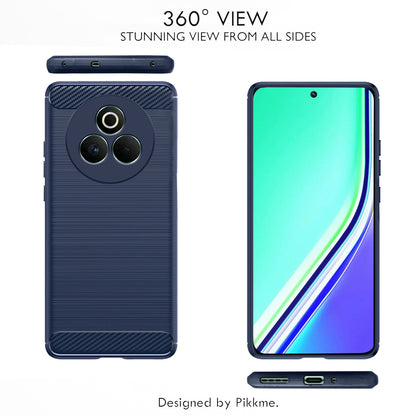 Pikkme Realme 14 Pro Plus 5G / Realme P3 Pro 5G  Hybrid Carbon Fiber Back Cover (Blue)