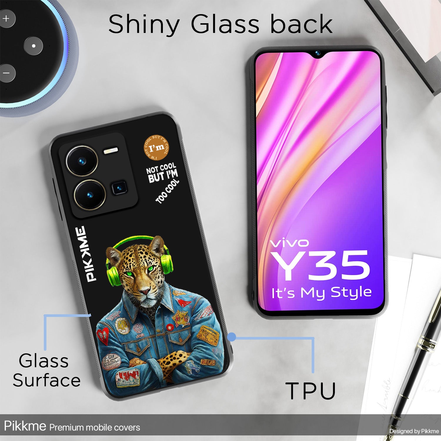 Pikkme Black Leopard Swag Vivo Y35 Nim2 Back Cover (Design 03)