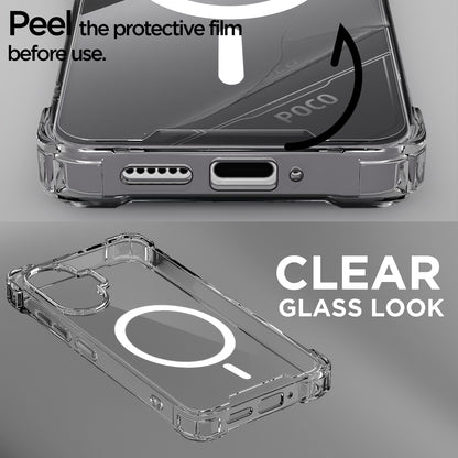 Pikkme Poco F7 5G Mag-Safe Shockproof PC + TPU Back Cover (Transparent)