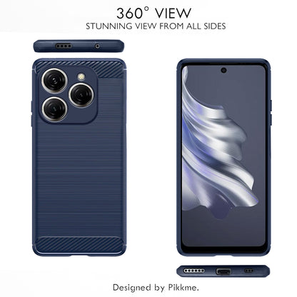 Pikkme Tecno Spark 20 Pro  Hybrid Carbon Fiber Back Cover (Blue)