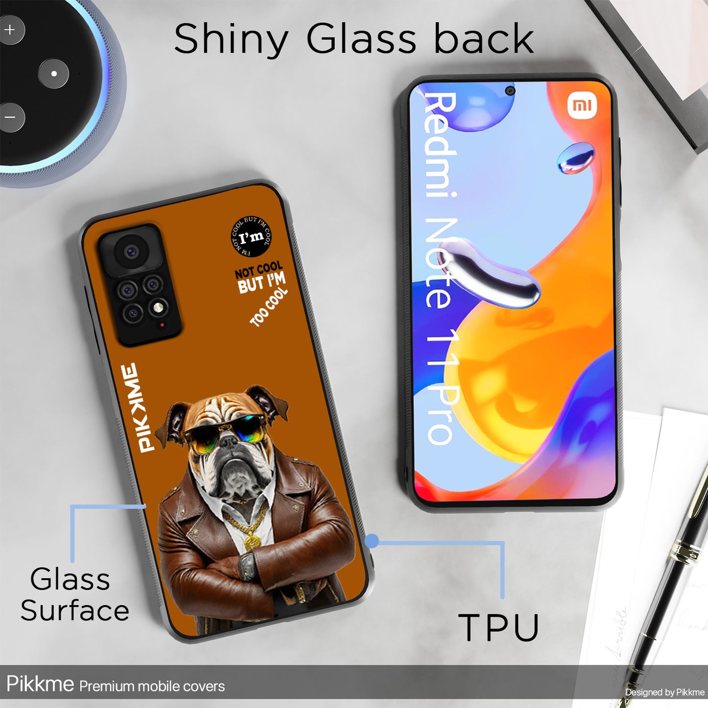 Pikkme Back Cover Pc Tpu + Printed Cool Funky Stylish Brown Dog Swag Raised Edges Camera Protection |Bumper Case For Redmi Note 11 Pro (Design 10)