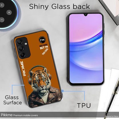 Pikkme Back Cover Pc Tpu + Printed Cool Funky Stylish Brown Tiger Swag Raised Edges Camera Protection |Bumper Case For Samsung Galaxy A15 (Design 09)