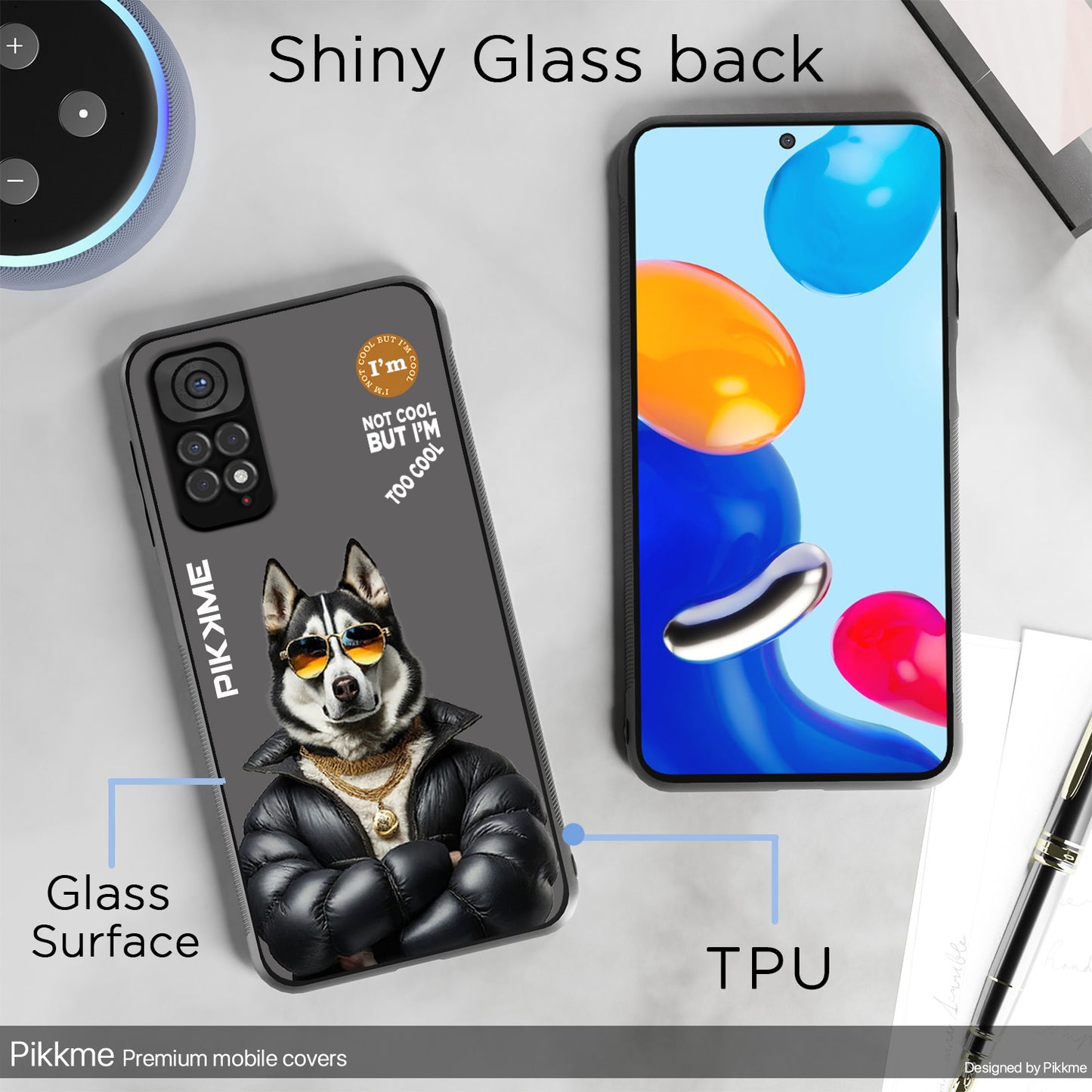 Pikkme Back Cover Pc Tpu + Printed Cool Funky Stylish Grey Dog Swag Raised Edges Camera Protection |Bumper Case For Redmi Note 11 (Design 02)