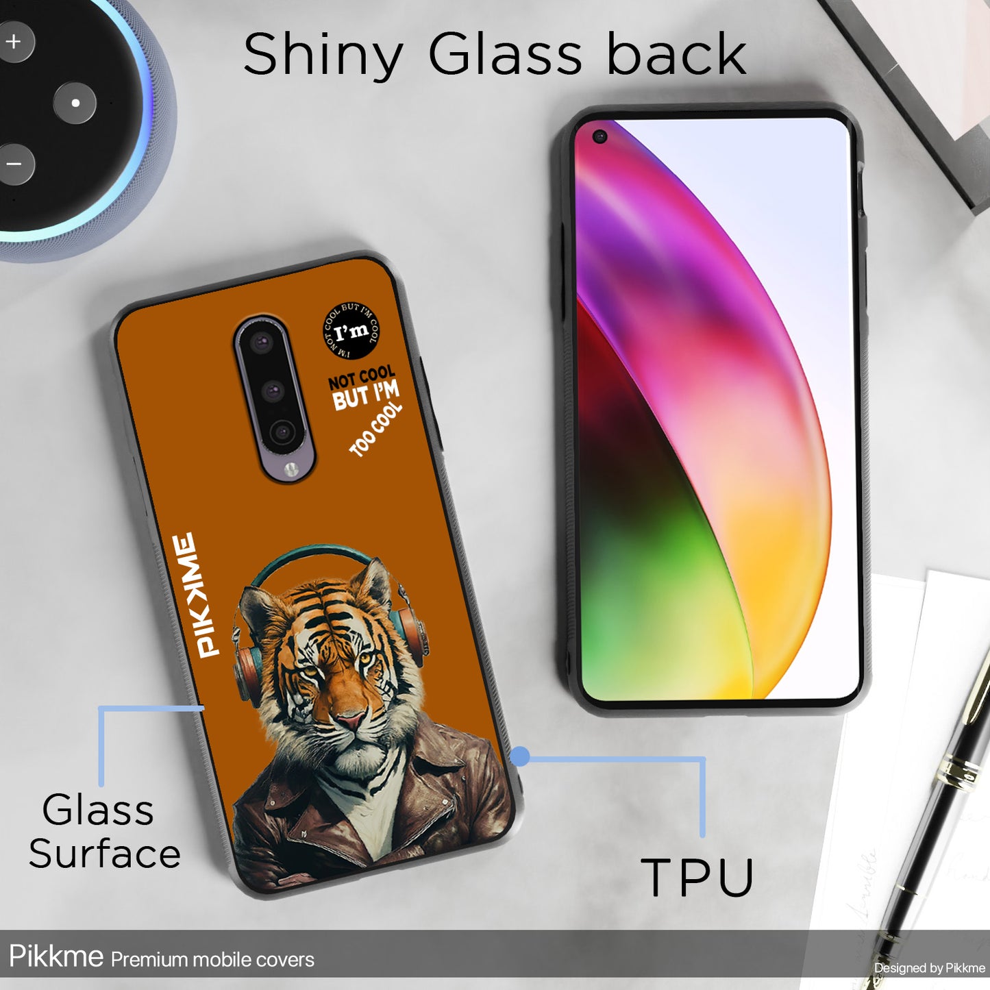 Pikkme Back Cover Pc Tpu + Printed Cool Funky Stylish Brown Tiger Swag Raised Edges Camera Protection |Bumper Case For OnePlus 8 (Design 09)