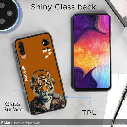 Pikkme Back Cover Pc Tpu + Printed Cool Funky Stylish Brown Tiger Swag Raised Edges Camera Protection |Bumper Case For Samsung Galaxy A50 (Design 09)