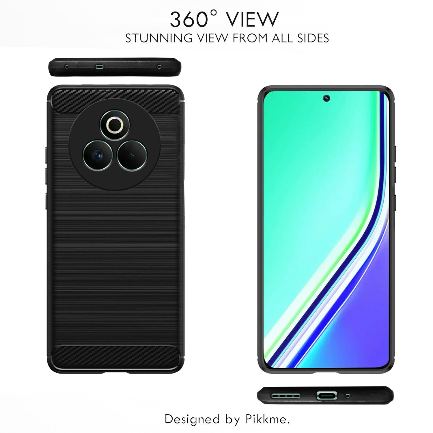 Pikkme Realme 14 Pro Plus 5G / Realme P3 Pro 5G  Hybrid Carbon Fiber Back Cover (Black)