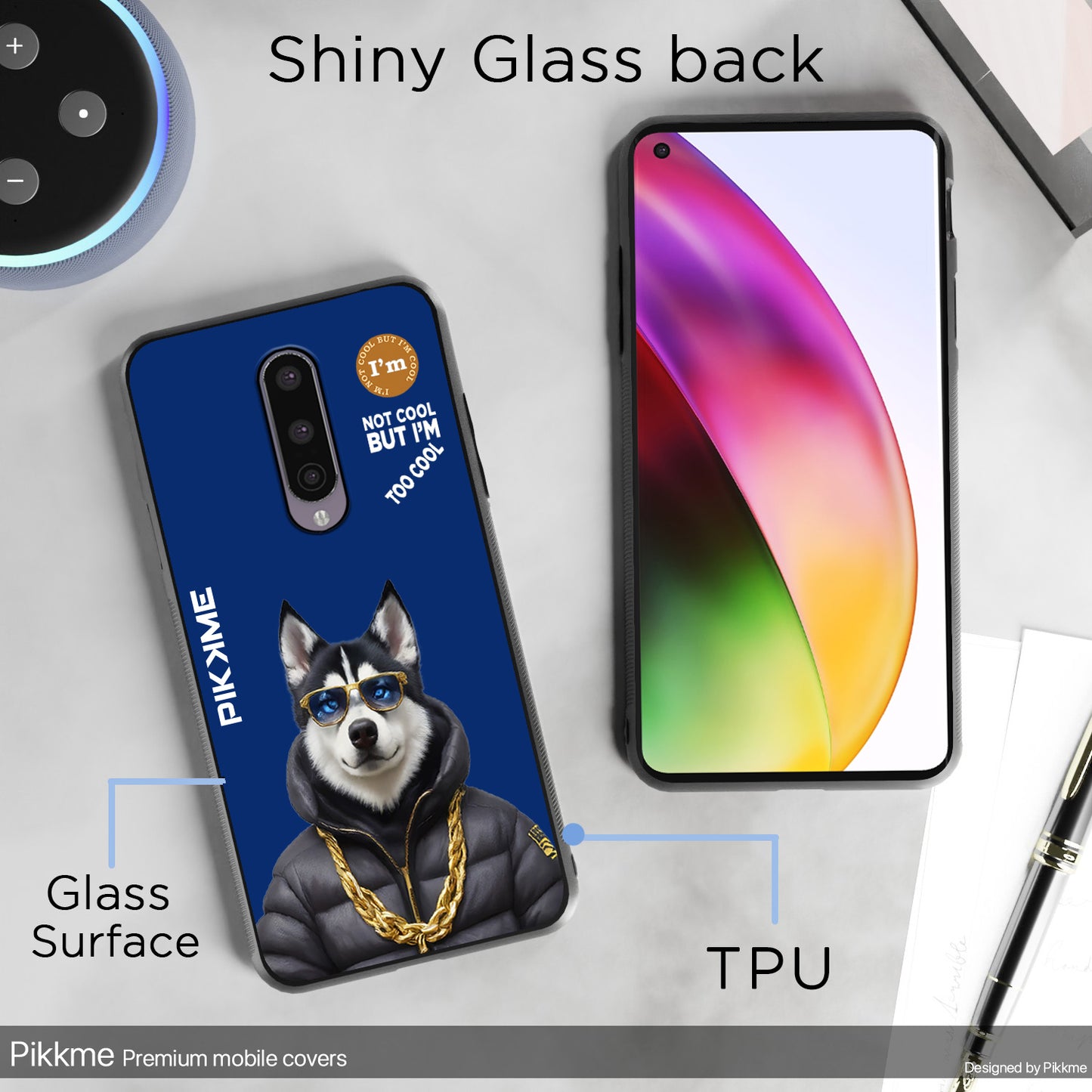 Pikkme Back Cover Pc Tpu + Printed Cool Funky Stylish Blue Dog Swag Raised Edges Camera Protection |Bumper Case For OnePlus 8 (Design 08)