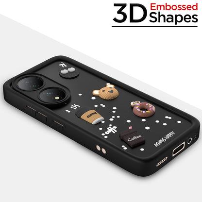Pikkme Vivo Y100 5G Cute Fun Cartoon 3D Bear Coffee Back Cover (Black)