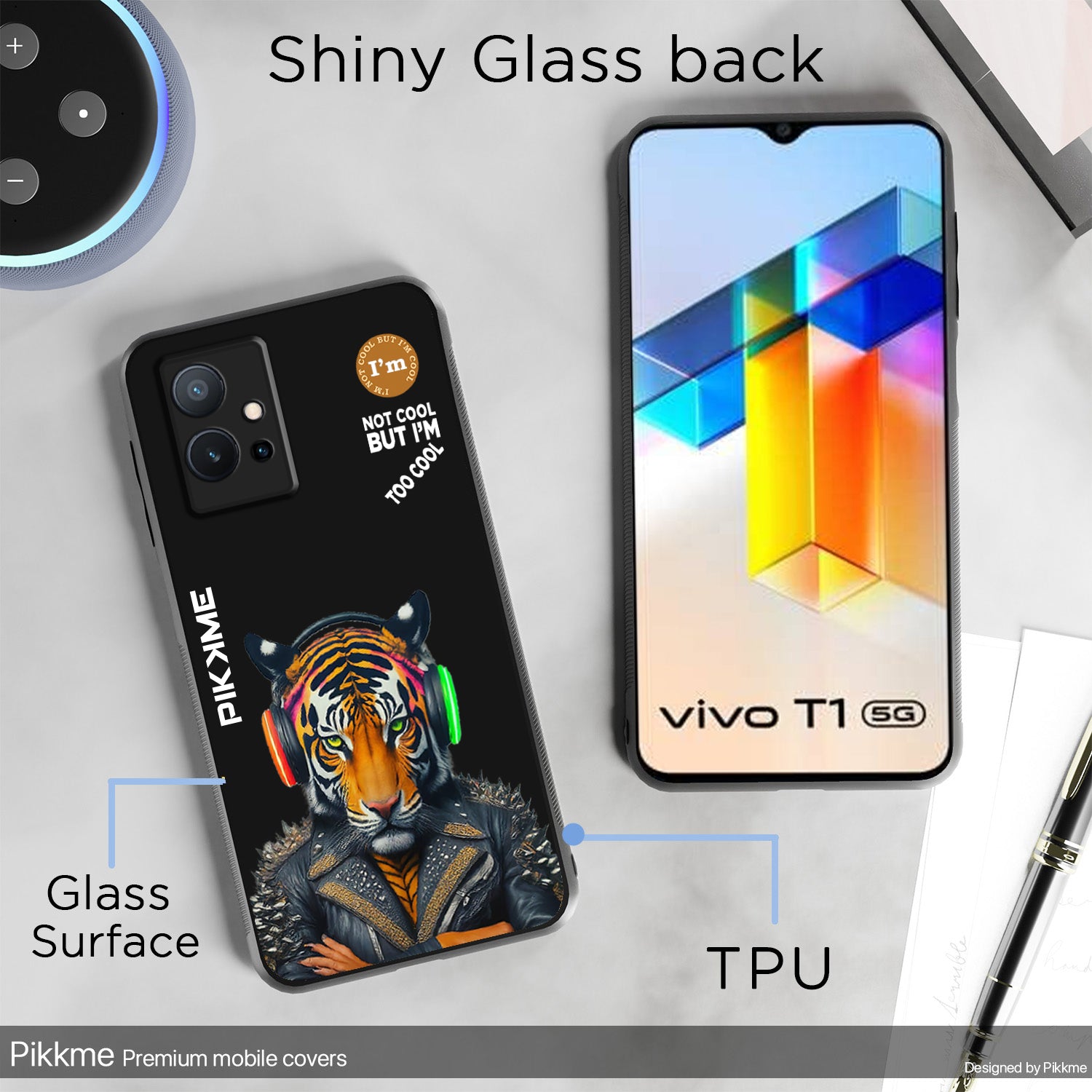 Pikkme Stylish Black Tiger Swag Vivo T1 5G Nim2 Back Cover (Design 06)