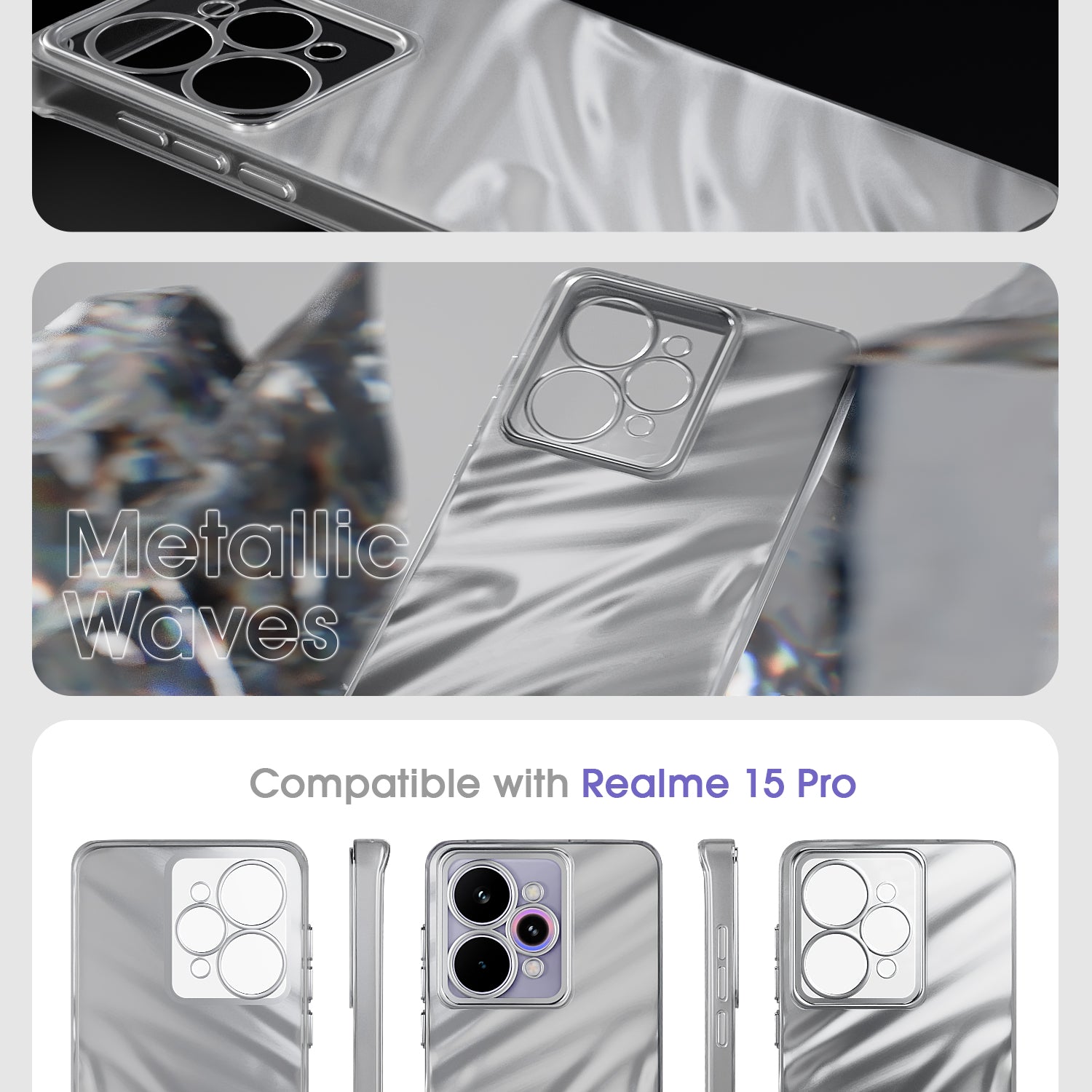 Pikkme Realme 15 Pro 5G Swirl Design Silver Forest Back Cover  (Silver)