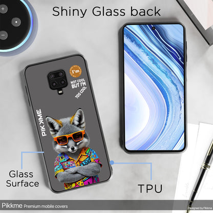 Pikkme Back Cover Pc Tpu + Printed Cool Funky Stylish Grey Wolf Swag Raised Edges Camera Protection |Bumper Case For Redmi Note 9 Pro (Design 01)