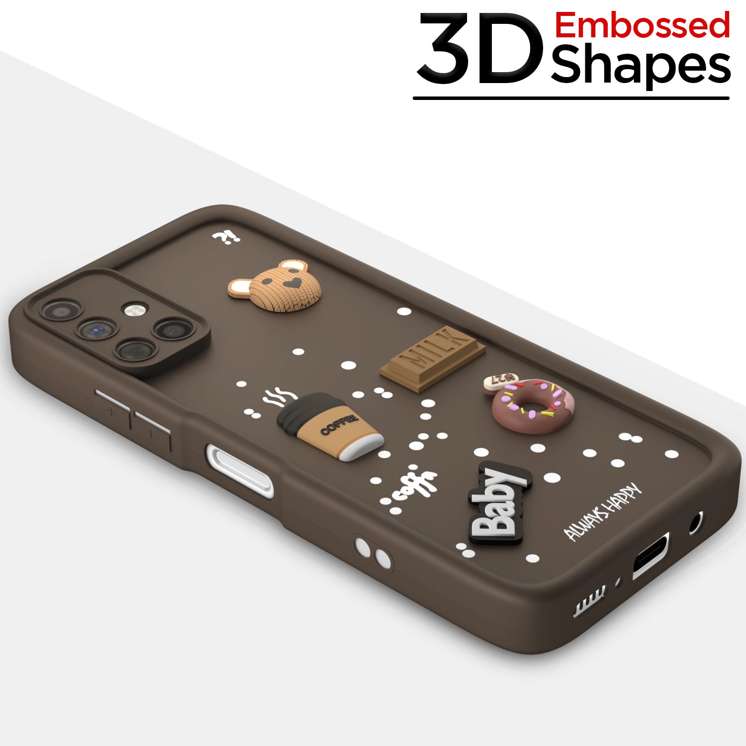 Pikkme Samsung Galaxy M51 Cute Fun Cartoon 3D Bear Coffee Back Cover (Brown)