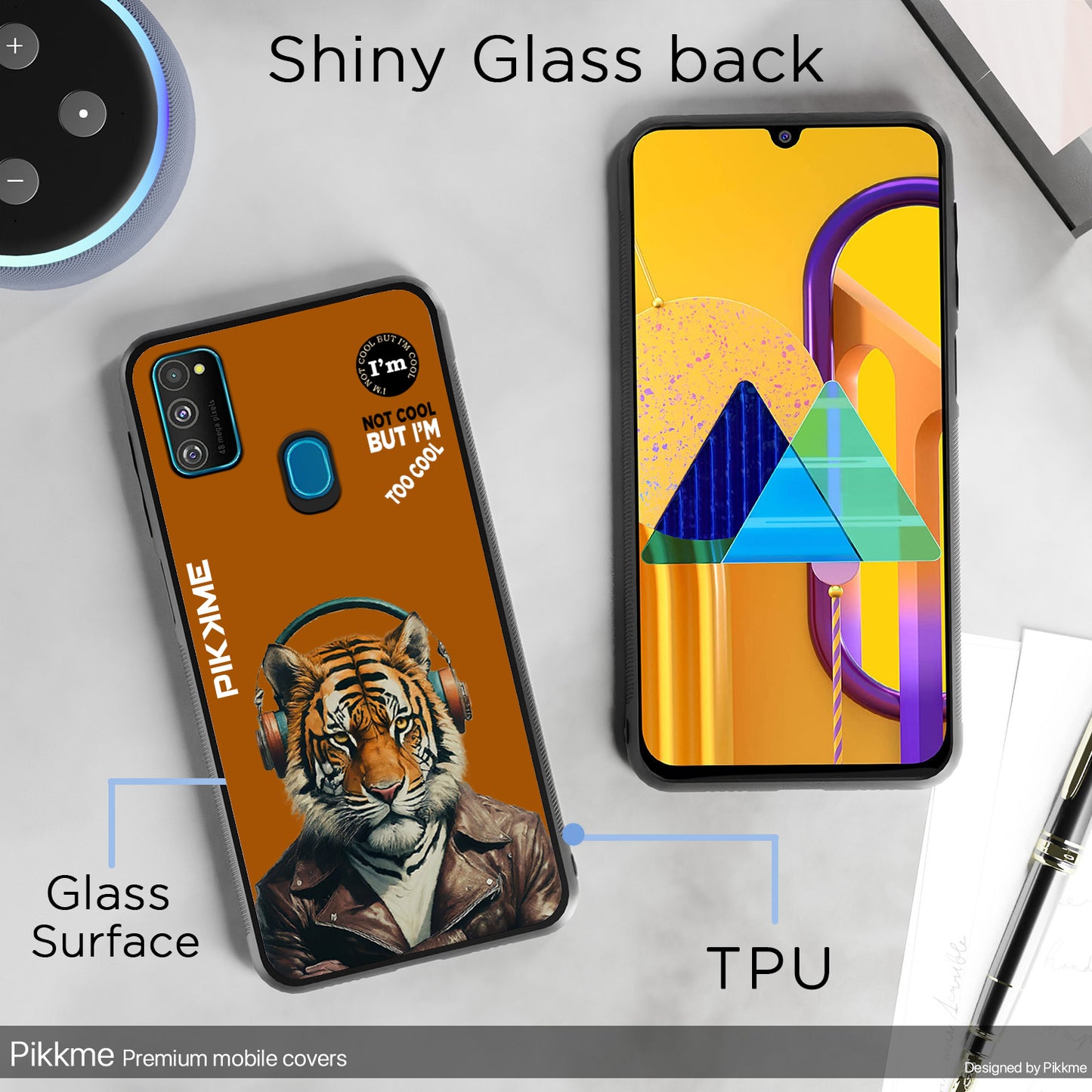 Pikkme Back Cover Pc Tpu + Printed Cool Funky Stylish Brown Tiger Swag Raised Edges Camera Protection |Bumper Case For Samsung Galaxy M30s (Design 09)