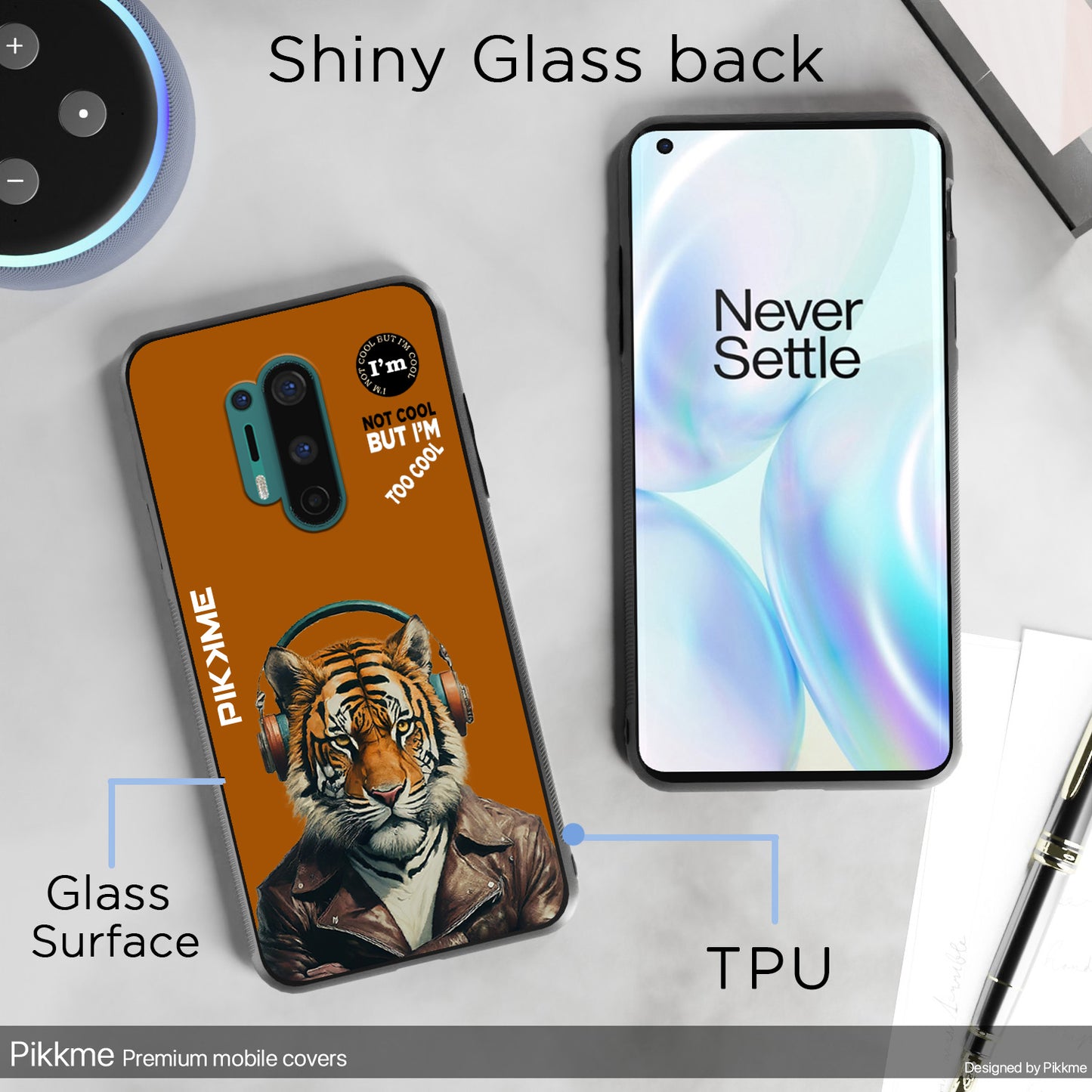 Pikkme Back Cover Pc Tpu + Printed Cool Funky Stylish Brown Tiger Swag Raised Edges Camera Protection |Bumper Case For OnePlus 8 Pro (Design 09)