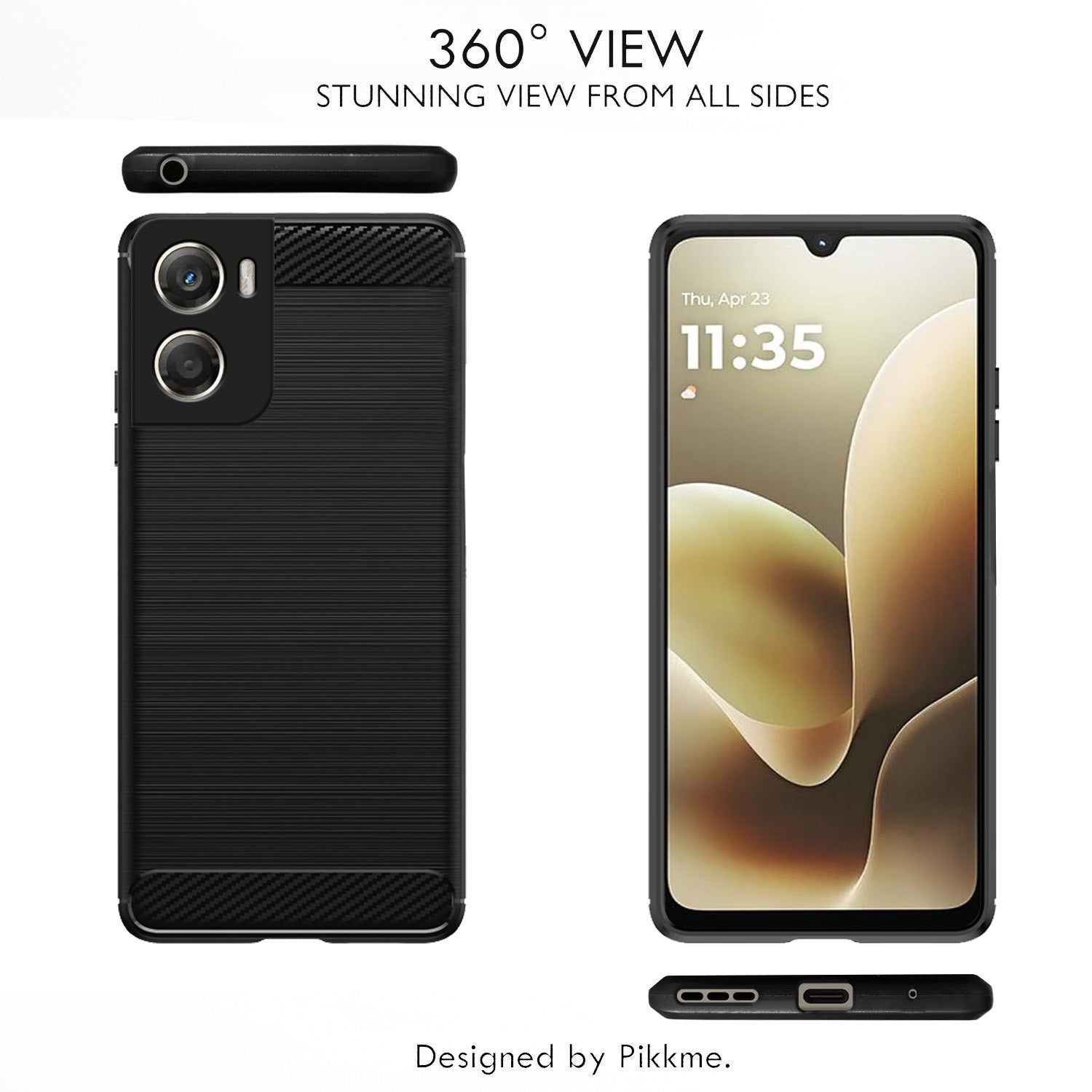 Pikkme Motorola Moto G06 Power  Hybrid Carbon Fiber Back Cover (Black)