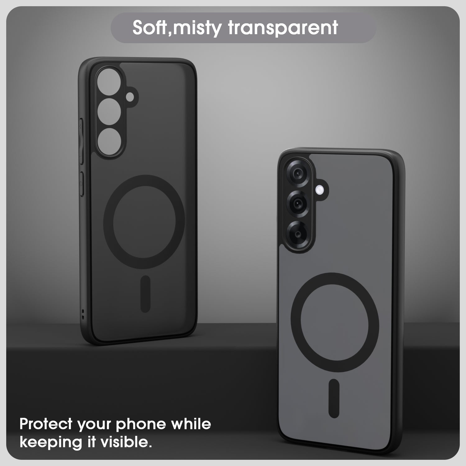 Pikkme Samsung Galaxy A36 5G Eagle 2 Mag-Safe Smoke Shockproof Hard Transparent Back Cover (Black)