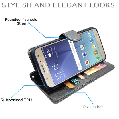 Pikkme Samsung Galaxy J7 2015 / J7 / J7 Nxt  Vintage Flip Cover(Black)