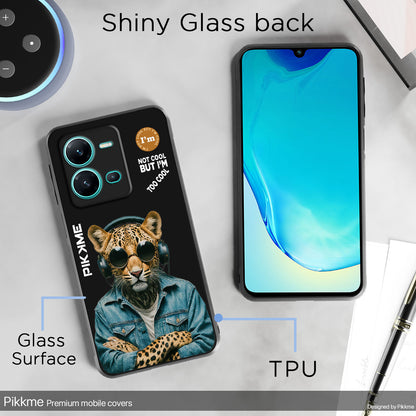 Pikkme Back Cover Pc Tpu + Printed Cool Funky Stylish Black Leopard Swag Raised Edges Camera Protection |Bumper Case For Vivo V25 5G (Design 04)