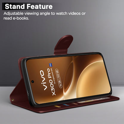Pikkme Vivo X300 Pro 5G Premium Leather Finish Vintage Flip Cover (Brown)