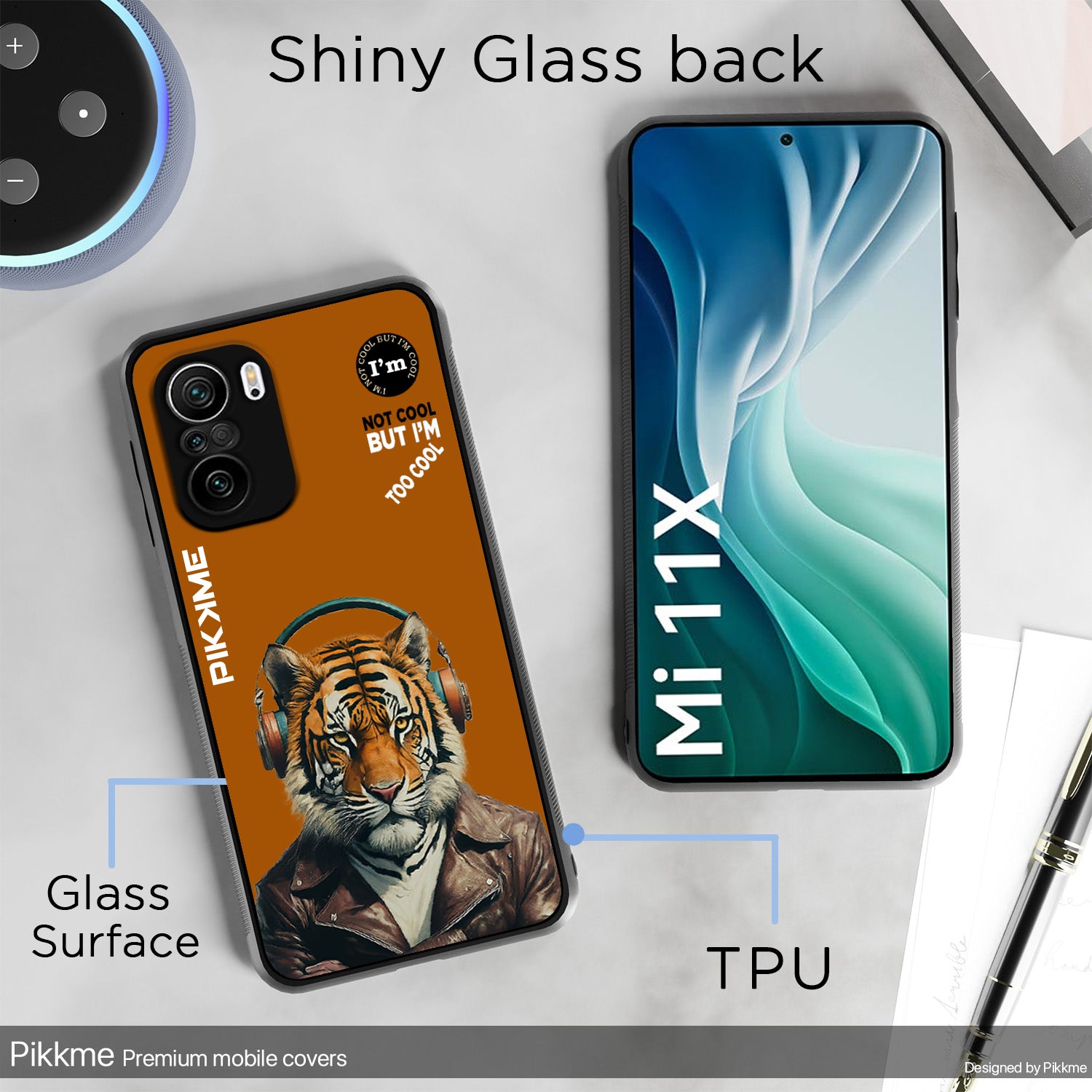 Pikkme Back Cover Pc Tpu + Printed Cool Funky Stylish Brown Tiger Swag Raised Edges Camera Protection |Bumper Case For Xiaomi 11X (Design 09)