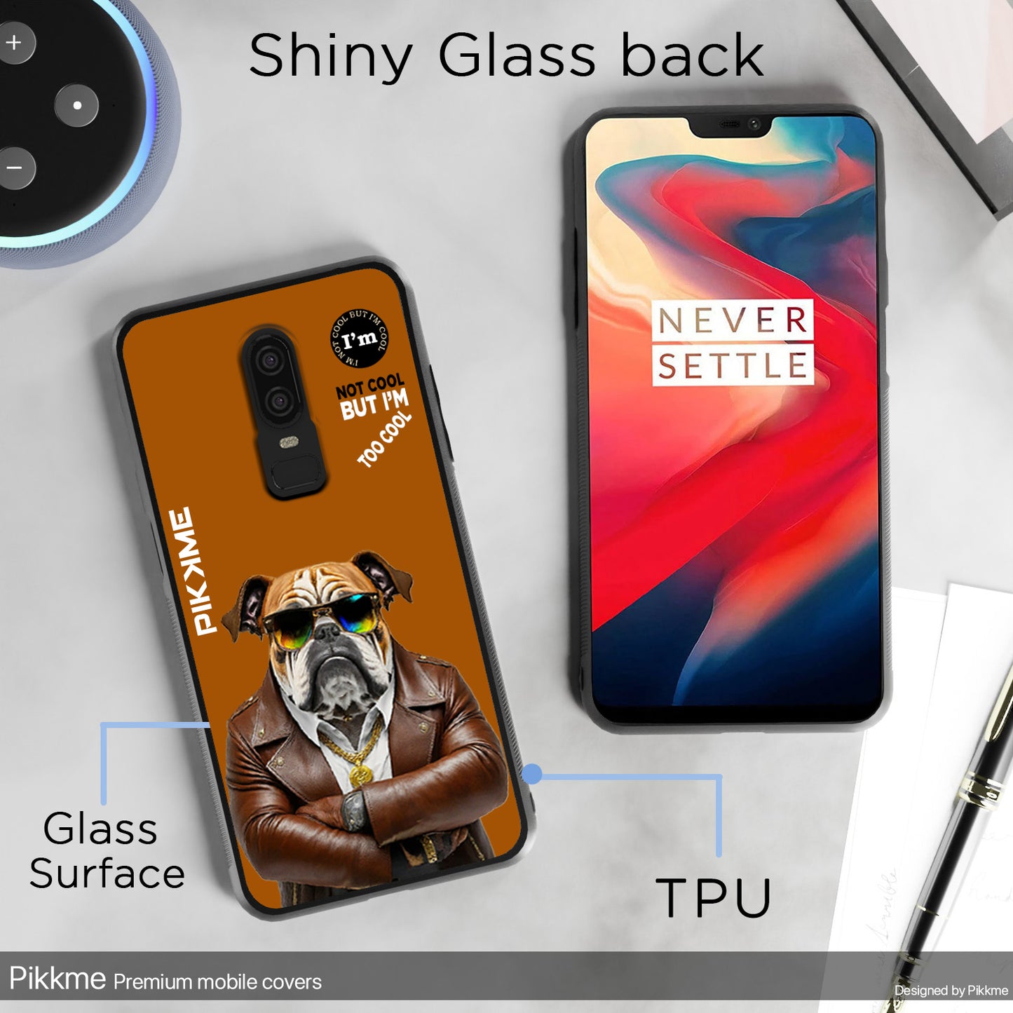 Pikkme Back Cover Pc Tpu + Printed Cool Funky Stylish Brown Dog Swag Raised Edges Camera Protection |Bumper Case For OnePlus 6 (Design 10)