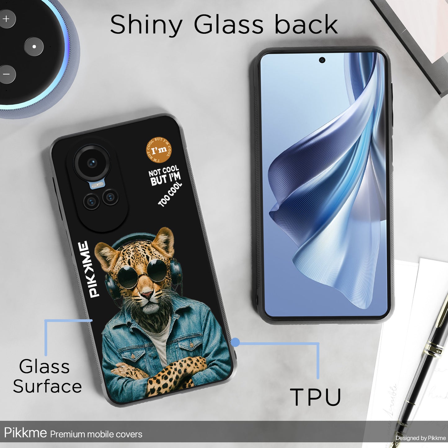 Pikkme Back Cover Pc Tpu + Printed Cool Funky Stylish Black Leopard Swag Raised Edges Camera Protection |Bumper Case For Oppo Reno 10 5G (Design 04)