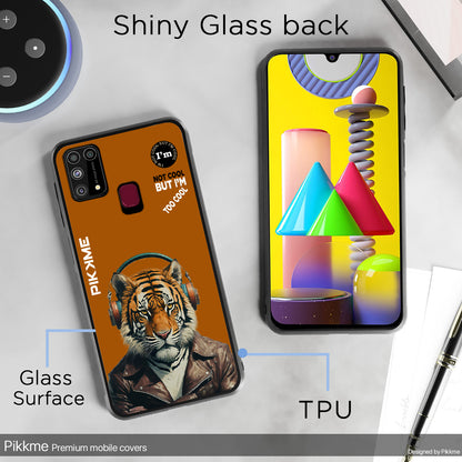 Pikkme Back Cover Pc Tpu + Printed Cool Funky Stylish Brown Tiger Swag Raised Edges Camera Protection |Bumper Case For Samsung Galaxy M31 (Design 09)