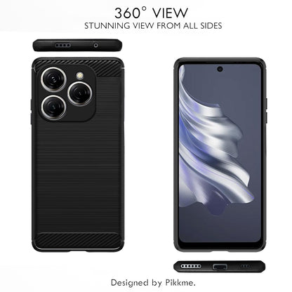 Pikkme Tecno Spark 20 Pro  Hybrid Carbon Fiber Back Cover (Black)