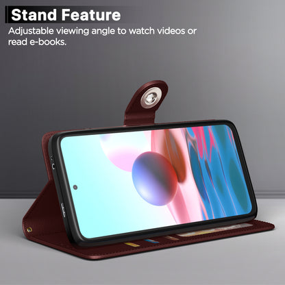 Pikkme Redmi Note 10 / Note 10s Button Flip Cover (Brown)