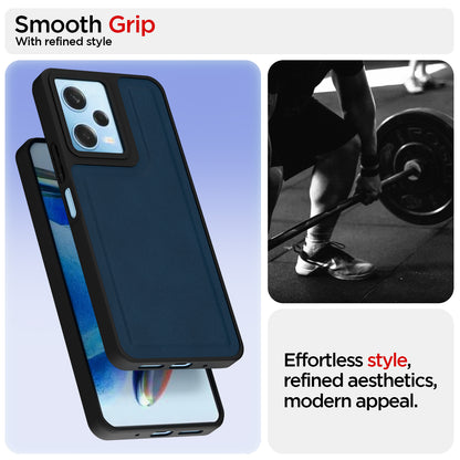 Pikkme Mi Redmi 12 5G / Poco M6 Pro 5G Premium Super Soft-Touch Leatherback Case (Blue)