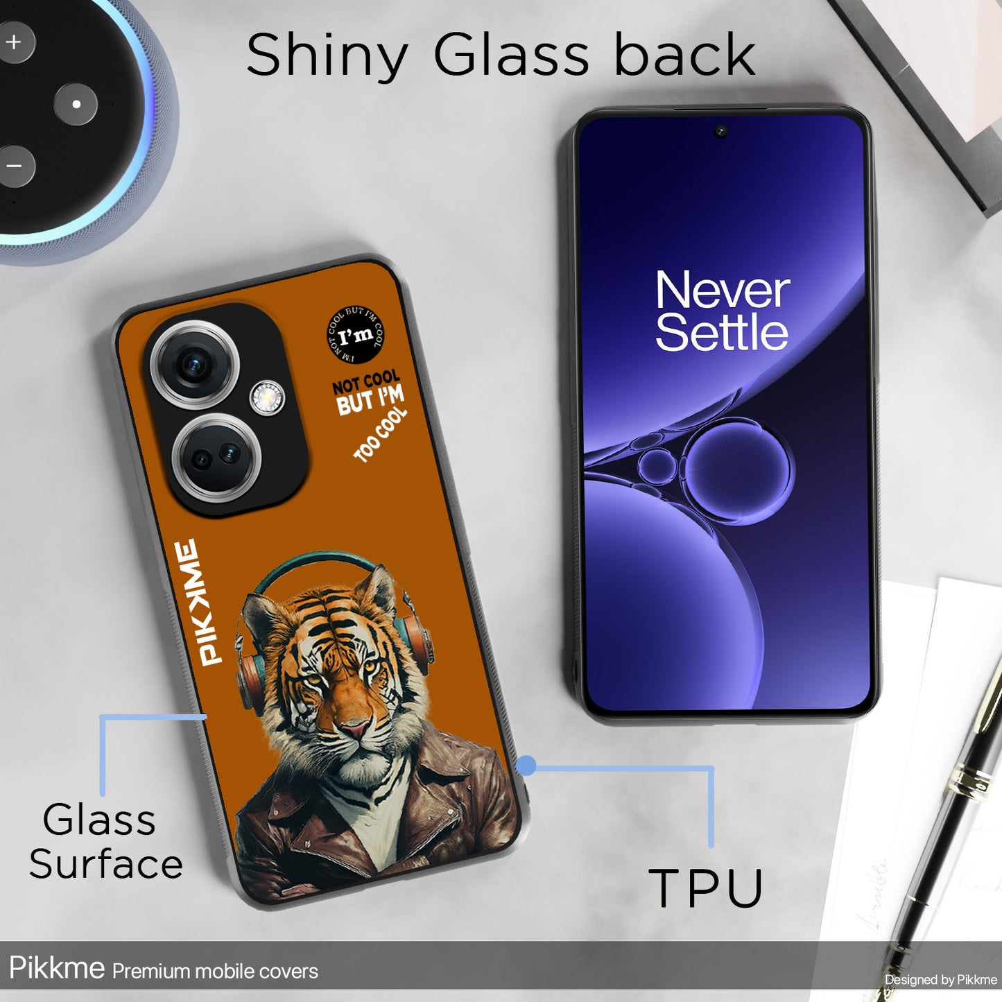 Pikkme Back Cover Pc Tpu + Printed Cool Funky Stylish Brown Tiger Swag Raised Edges Camera Protection |Bumper Case For OnePlus Nord Ce 3 5G (Design 09)