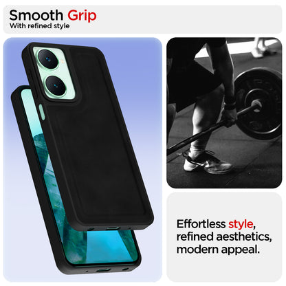 Pikkme iQOO Z9 Lite 5G | Vivo T3 Lite 5G | Vivo Y18 | Y18e | Y03 Premium Super Soft-Touch Leatherback Case (Black)