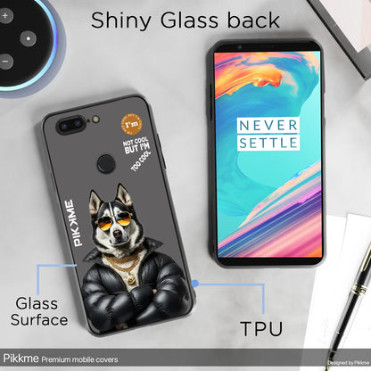 Pikkme Back Cover Pc Tpu + Printed Cool Funky Stylish Grey Dog Swag Raised Edges Camera Protection |Bumper Case For OnePlus 5T (Design 02)