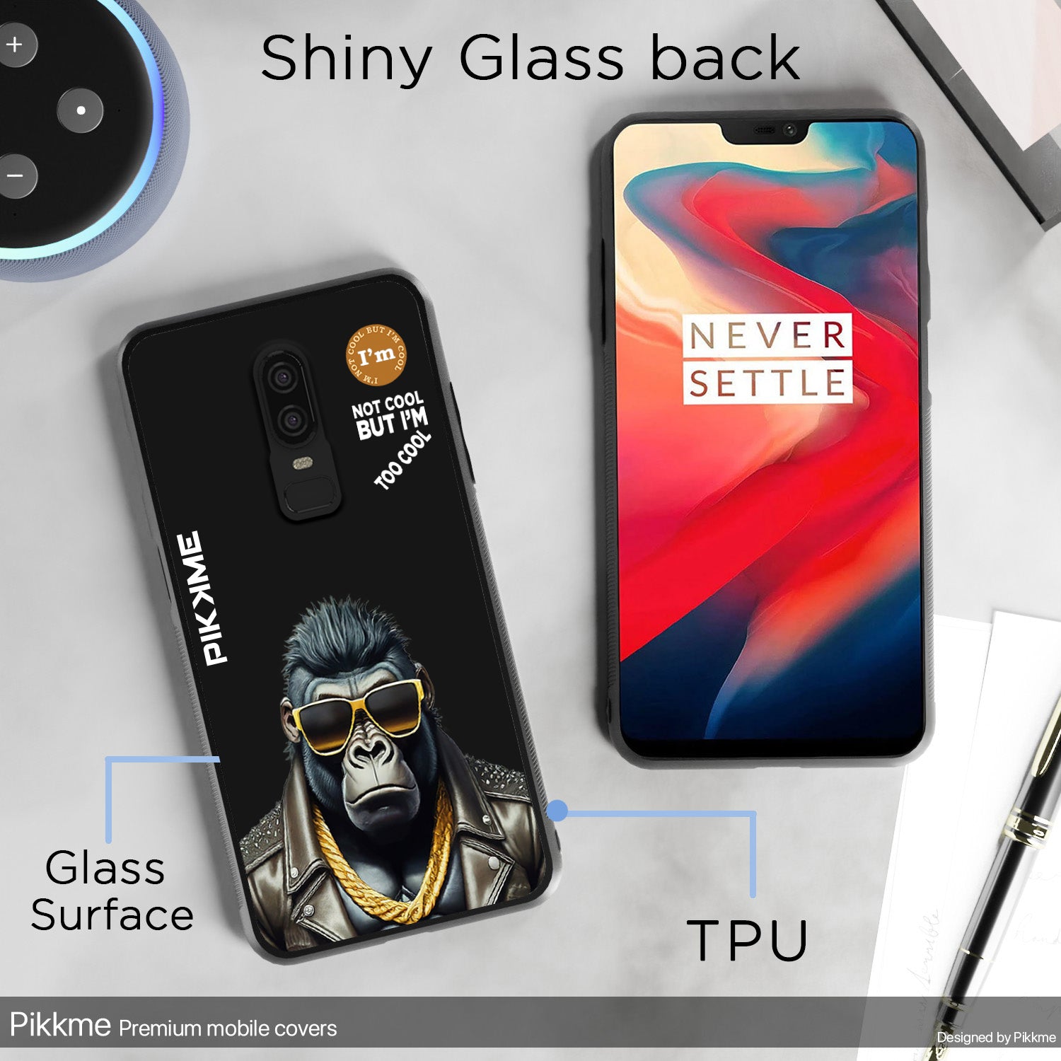 Pikkme Back Cover Pc Tpu + Printed Cool Funky Stylish Black Gorilla Swag Raised Edges Camera Protection |Bumper Case For OnePlus 6 (Design 07)