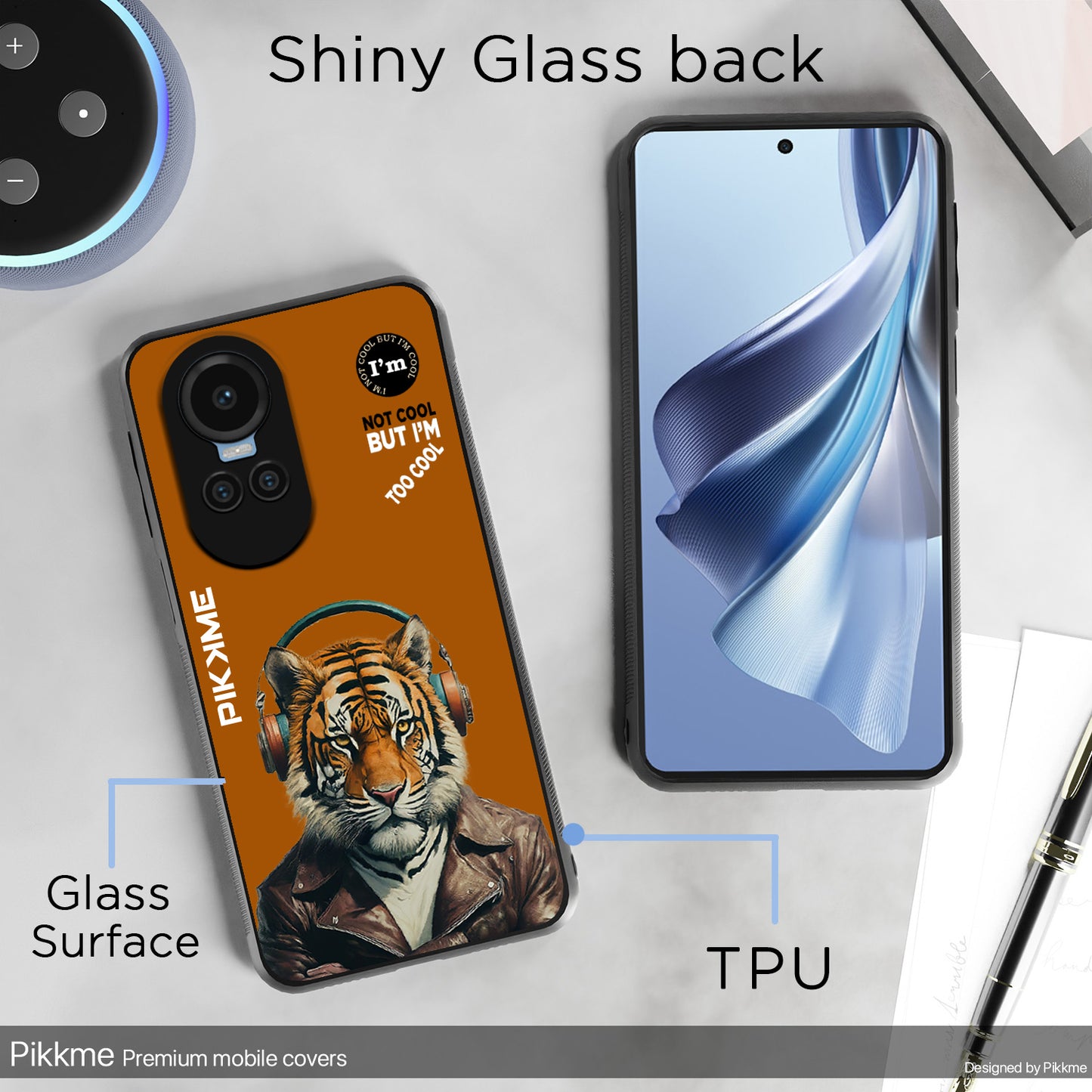 Pikkme Back Cover Pc Tpu + Printed Cool Funky Stylish Brown Tiger Swag Raised Edges Camera Protection |Bumper Case For Oppo Reno 11 Pro 5G (Design 09)