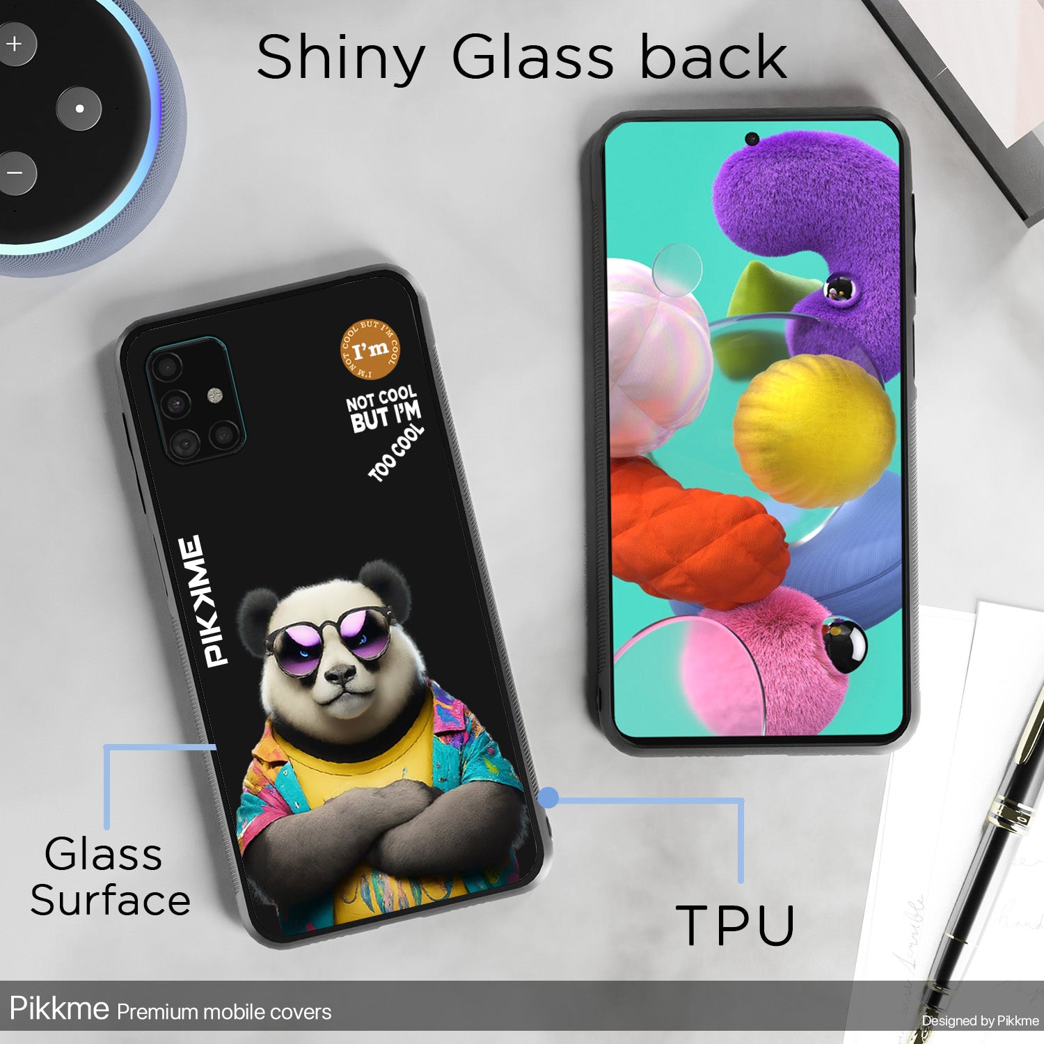 Pikkme Stylish Black Panda Swag Samsung Galaxy A51 Back Cover (Design 05)