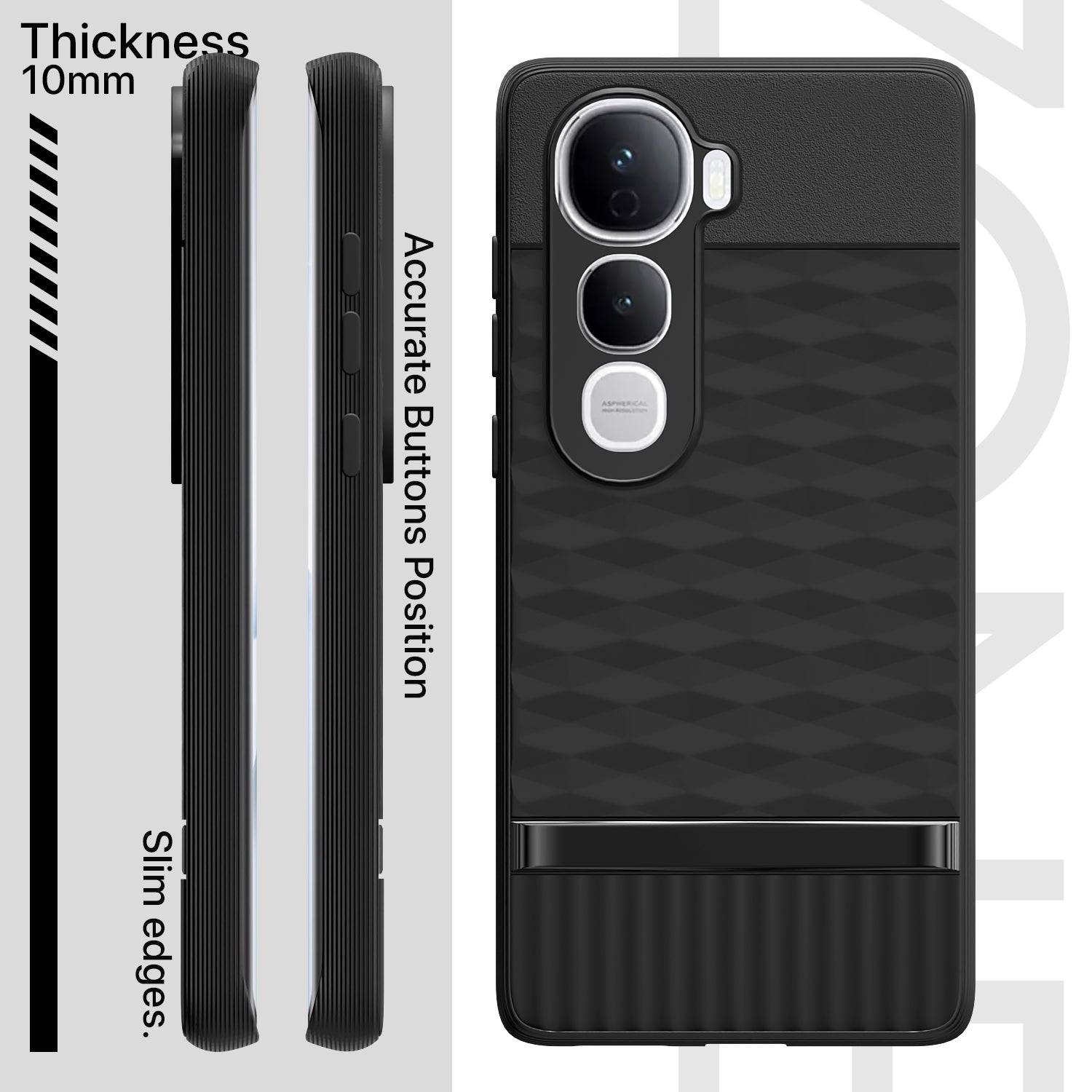 Pikkme Vivo Y400 Pro 5G Shockproof Soft Flexible Gencase Back Cover (Black)