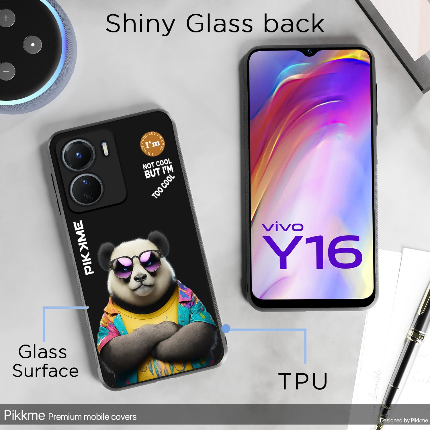 Pikkme Black Panda Swag  Vivo Y16 Nim2 Back Cover (Design 05)