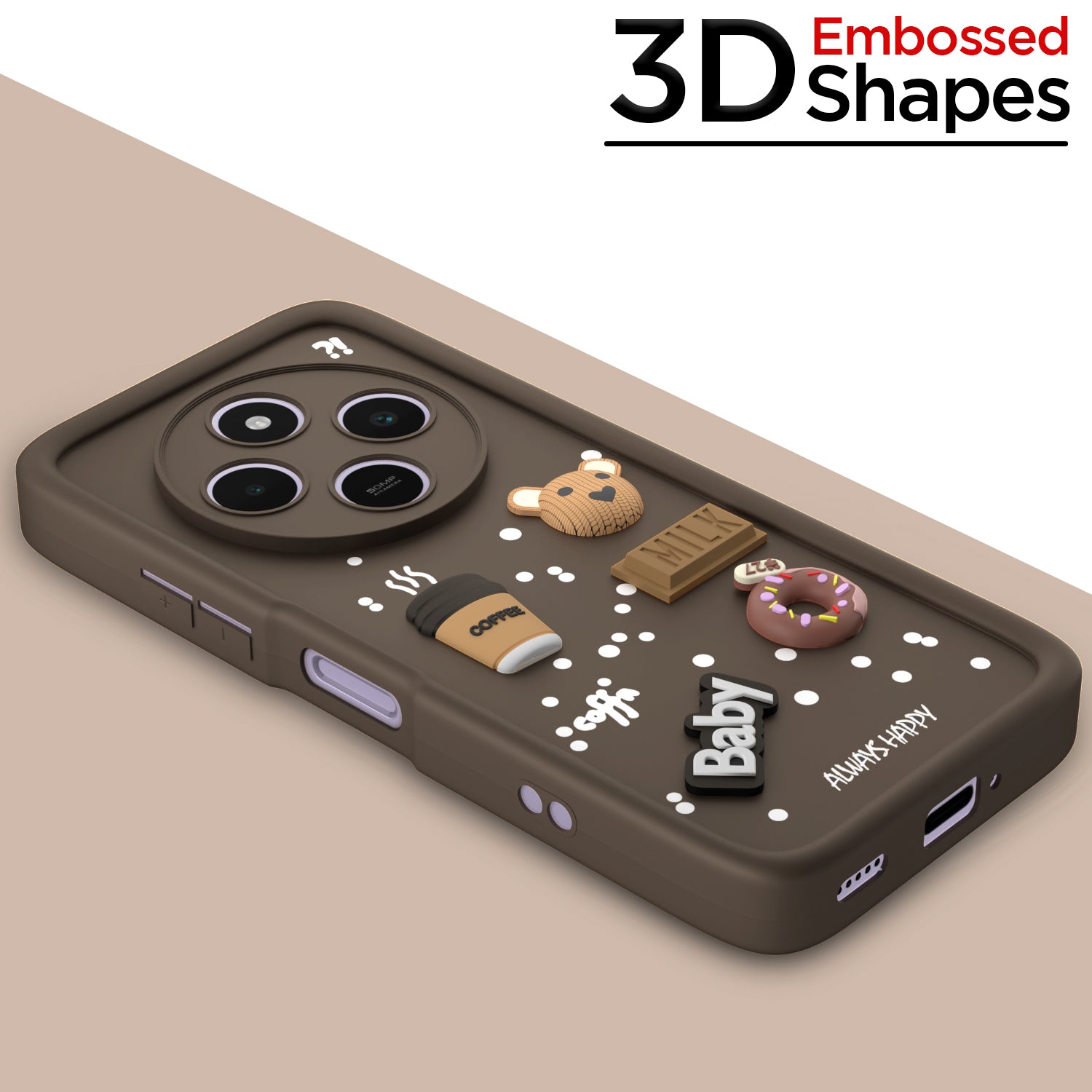 Pikkme Redmi A4 5G / Redmi 14C 5G / Poco C75 5G  Cute Fun Cartoon 3D Bear Coffee Back Cover (Brown)