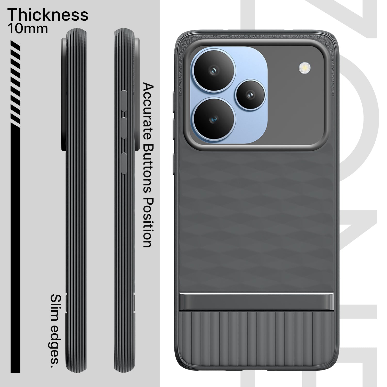 Pikkme Realme P4 Pro 5G Shockproof Soft Flexible Gencase Back cover (Grey)