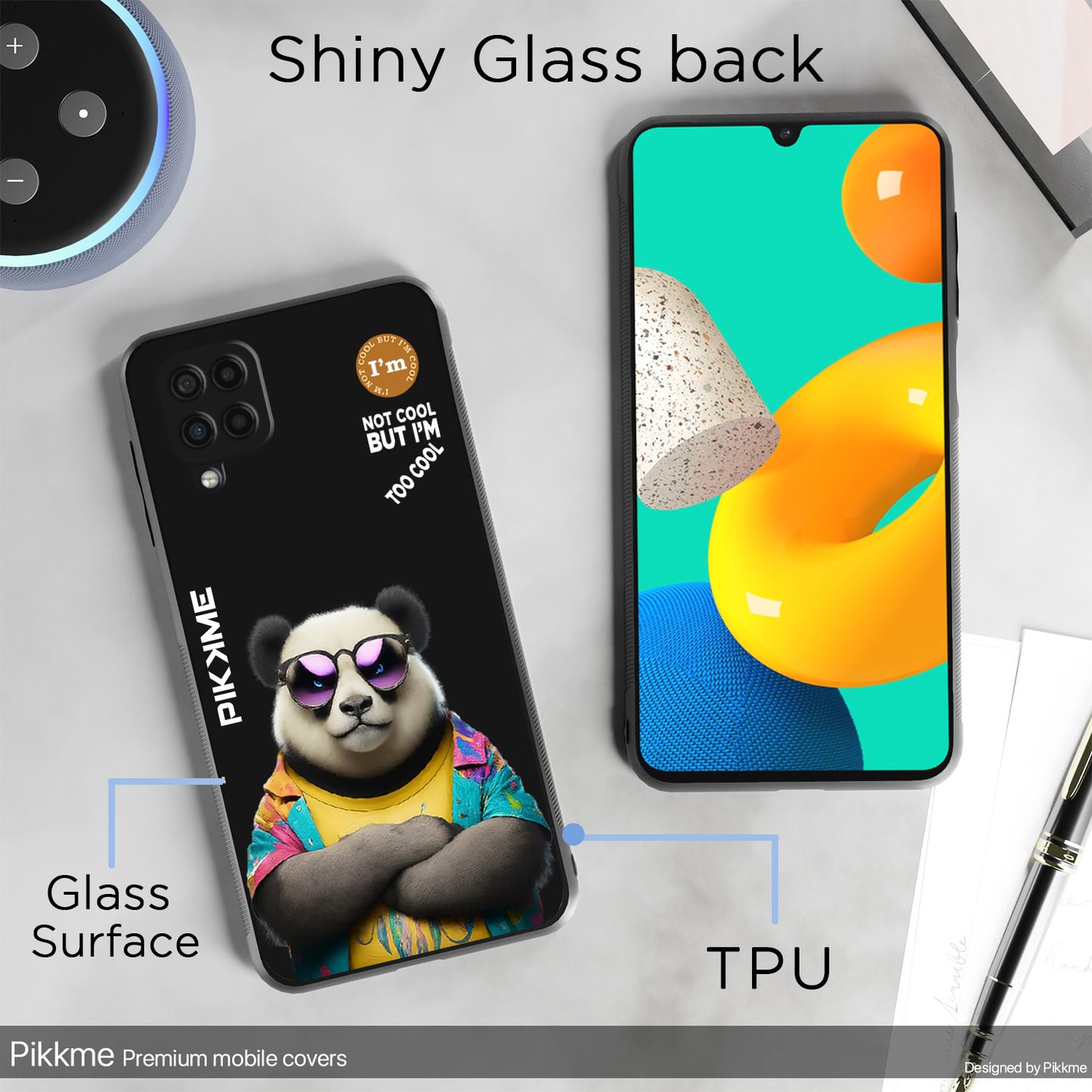 Pikkme Back Cover Pc Tpu + Printed Cool Funky Stylish Black Panda Swag Raised Edges Camera Protection |Bumper Case For Samsung Galaxy M12 (Design 05)