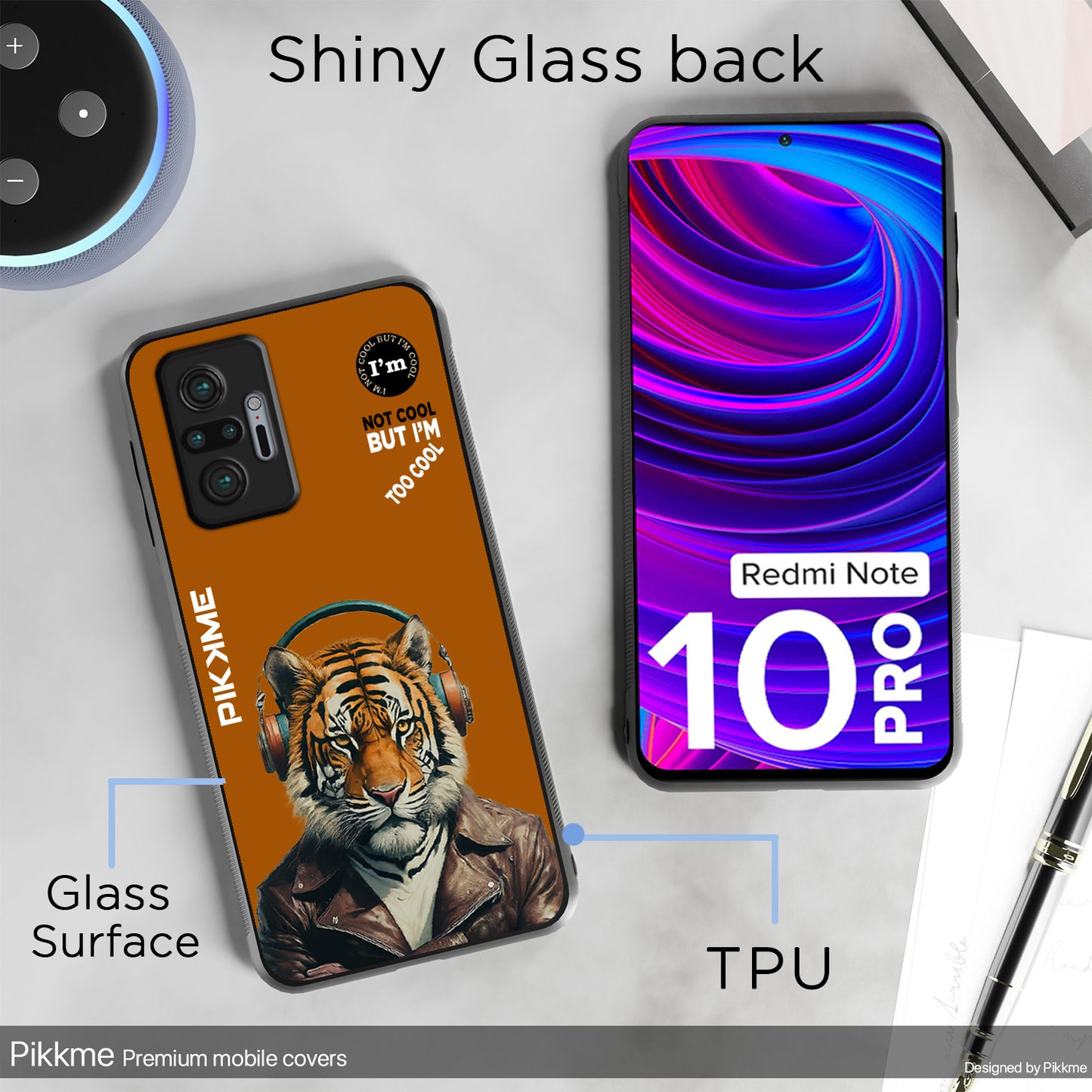 Pikkme Back Cover Pc Tpu + Printed Cool Funky Stylish Brown Tiger Swag Raised Edges Camera Protection |Bumper Case For Redmi Note 10 Pro (Design 09)