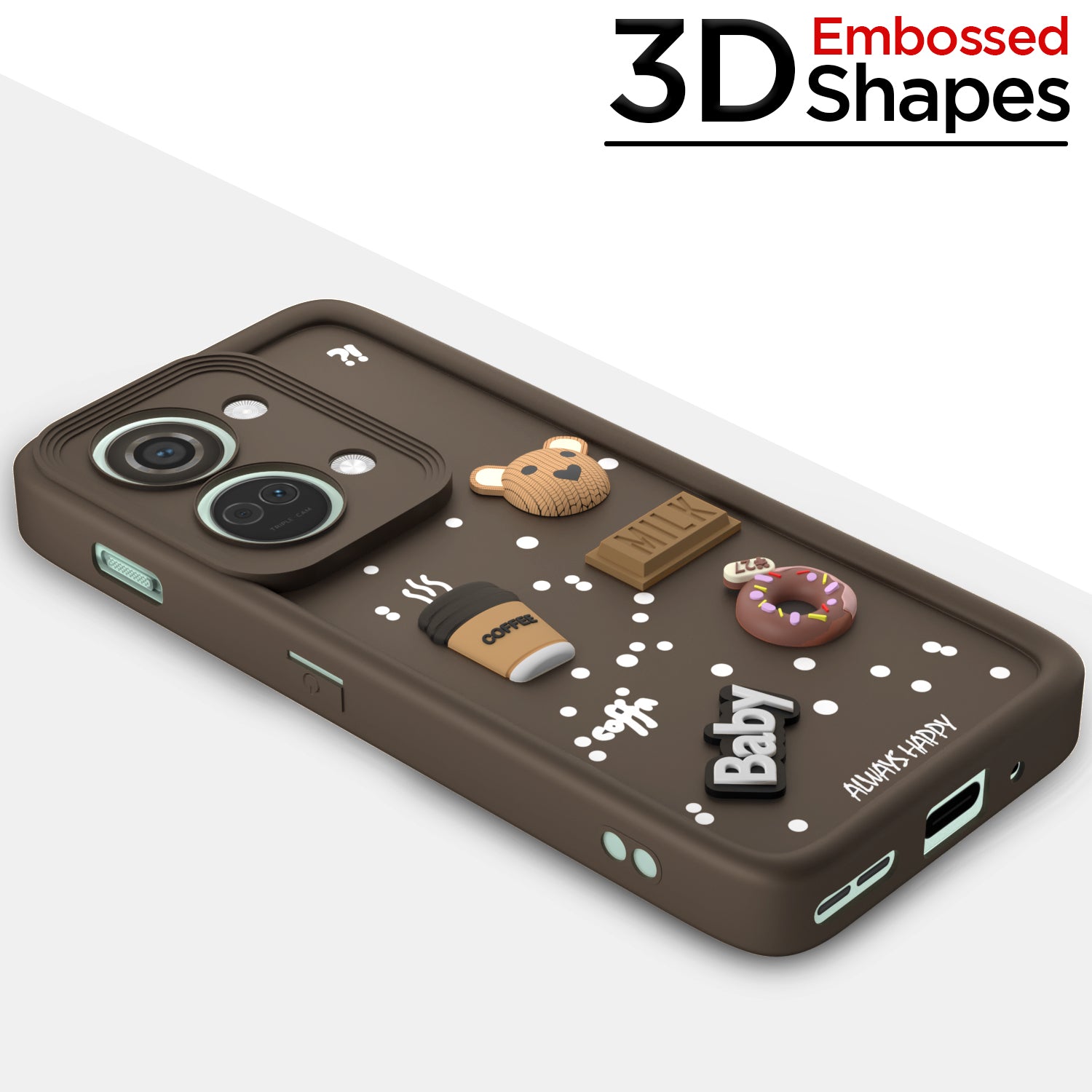 Pikkme OnePlus Nord 3 5G Cute Fun Cartoon 3D Bear Coffee Back Cover (Black)