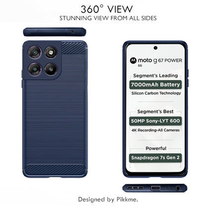 Pikkme Motorola Moto G67 Power 5G / G57 Power 5G Hybrid Carbon Fiber Back Cover (Blue)