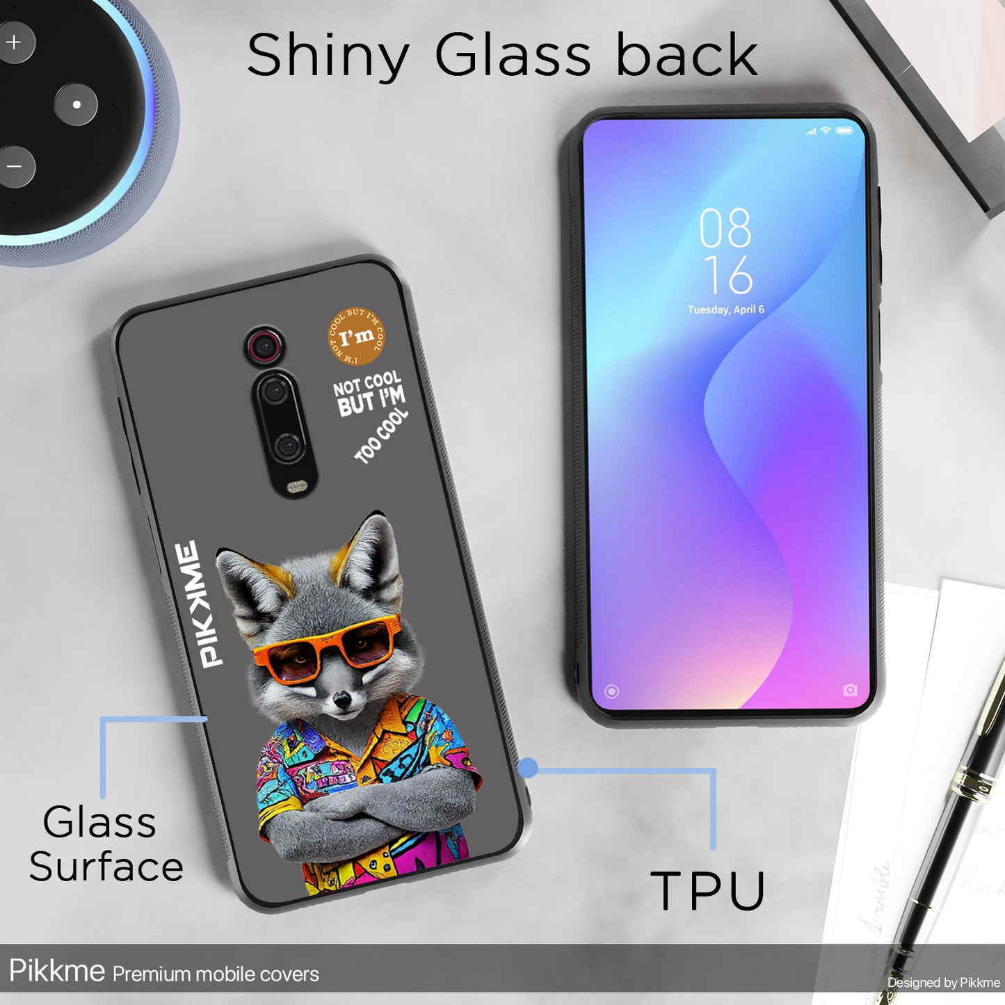 Pikkme Back Cover Pc Tpu + Printed Cool Funky Stylish Grey Wolf Swag Raised Edges Camera Protection |Bumper Case For Redmi K20 Pro (Design 01)