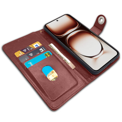 Pikkme Oppo Reno 12 5G Button Flip Cover (Brown)