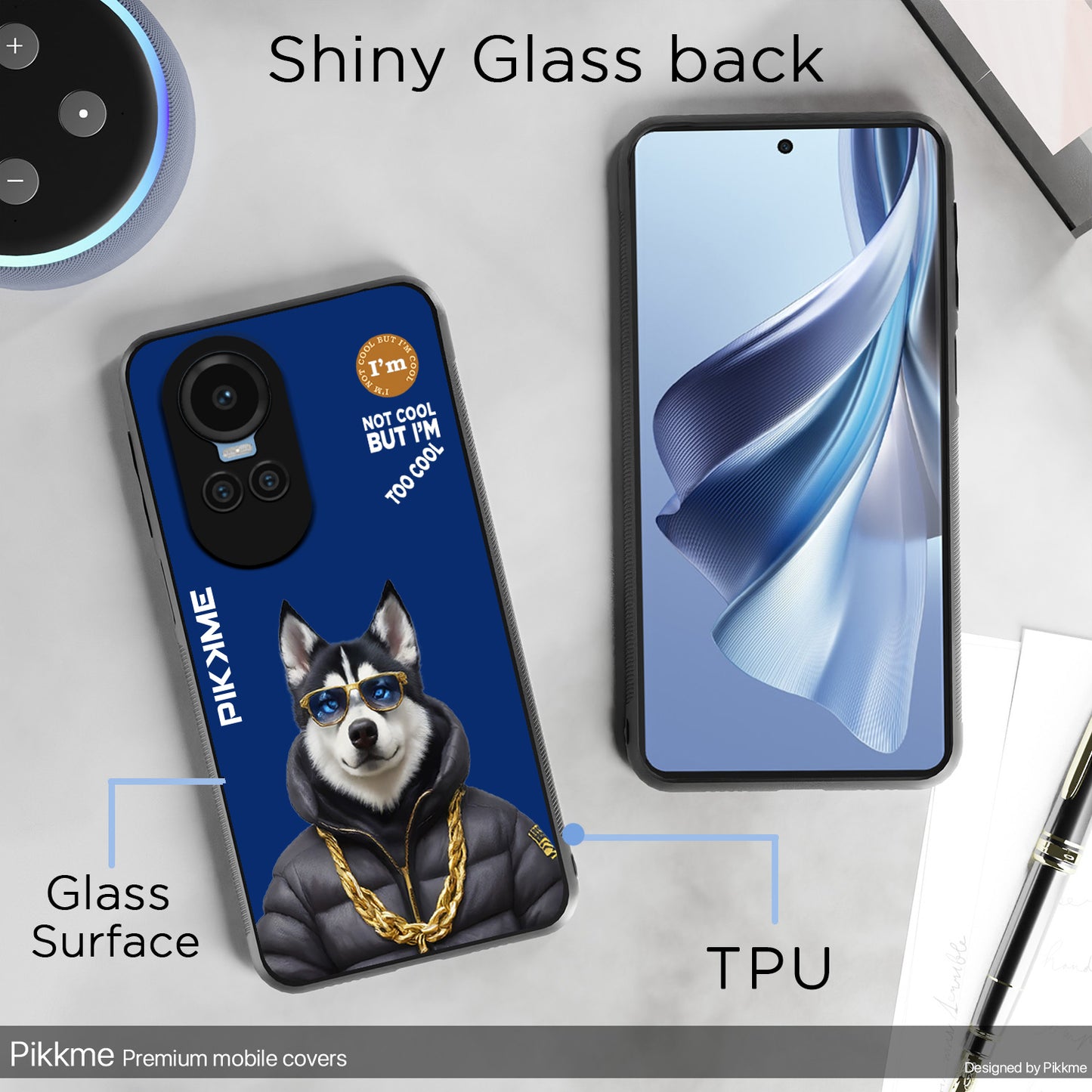 Pikkme Back Cover Pc Tpu + Printed Cool Funky Stylish Blue Dog Swag Raised Edges Camera Protection |Bumper Case For Oppo Reno 11 Pro 5G (Design 08)