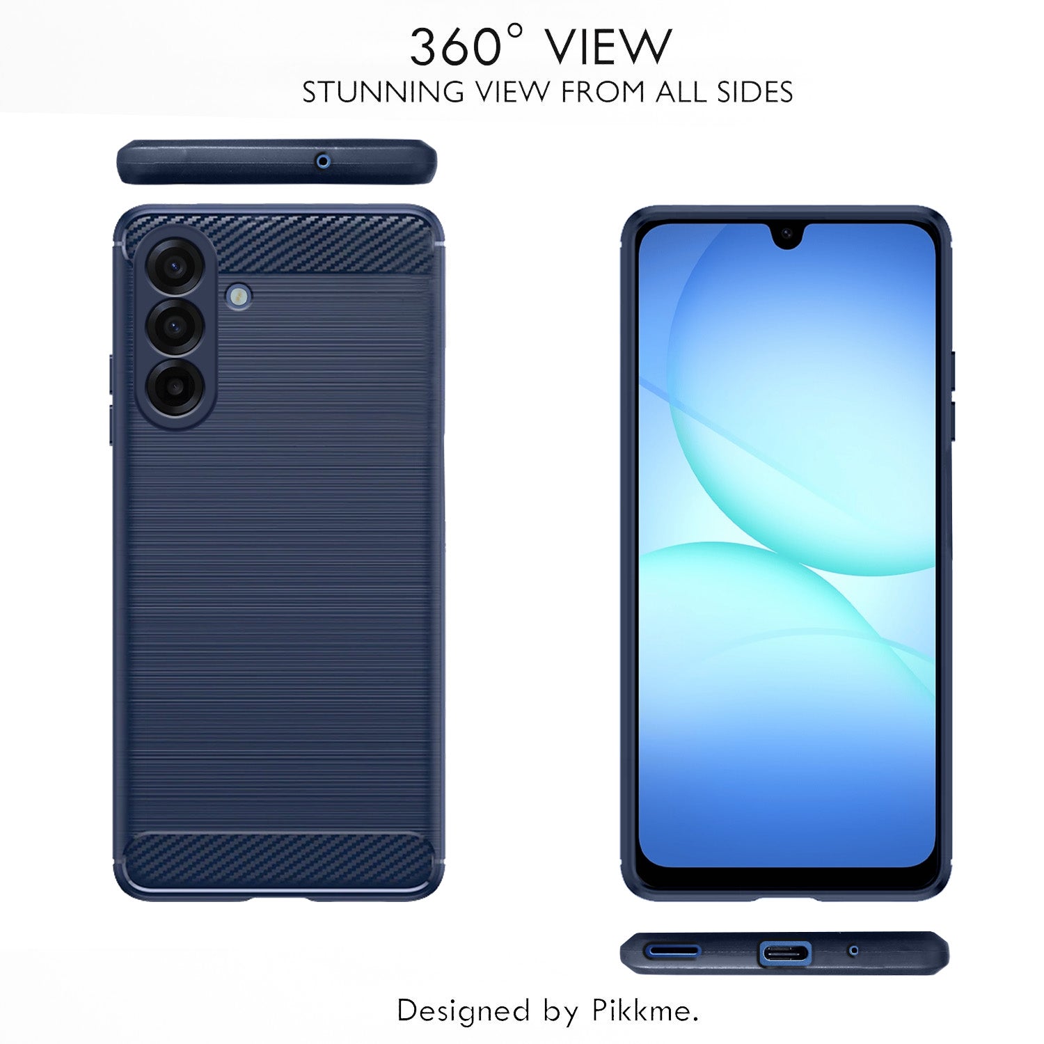 Pikkme Samsung Galaxy M17 5G / A17 5G / F17 5G  Hybrid Carbon Fiber Back Cover (Blue)