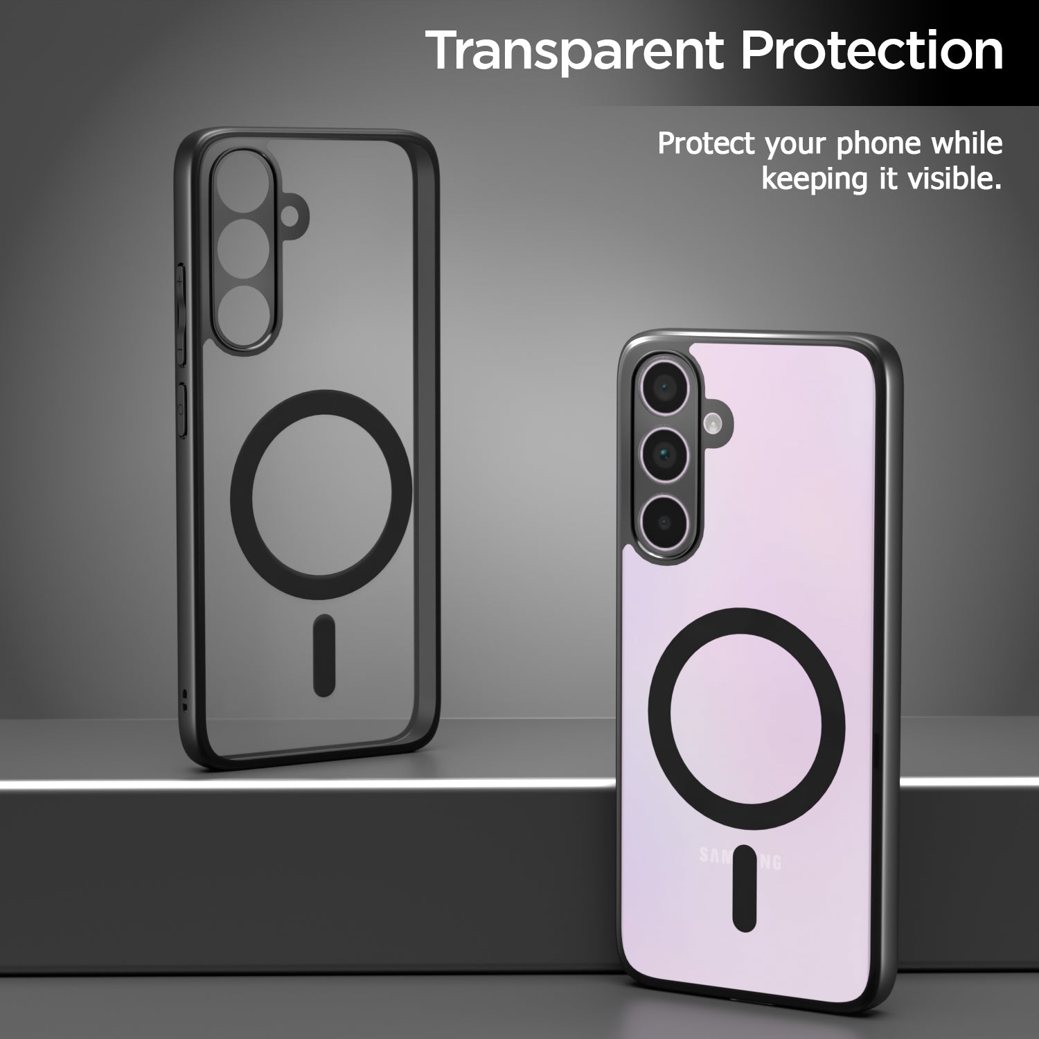 Pikkme Samsung Galaxy M35 5G Eagle 2 Mag-Safe Shockproof Hard Transparent Back Cover (Black)